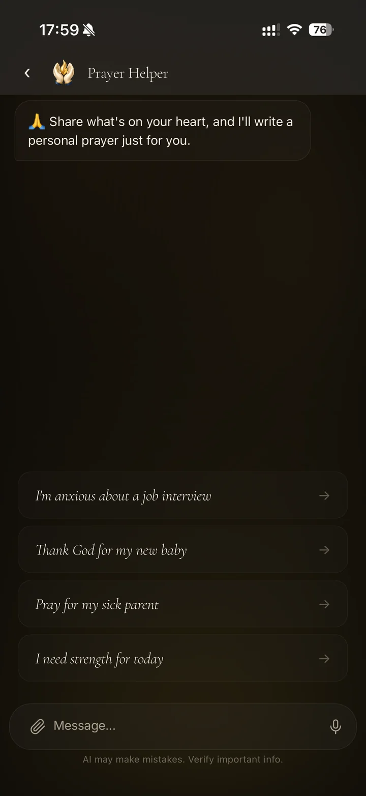 A prayer written for a specific situation